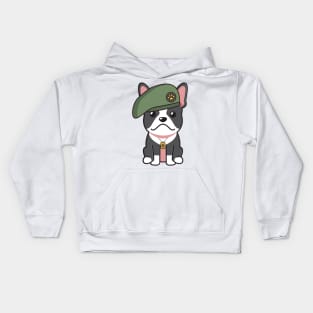 Green Beret French Bulldog Kids Hoodie